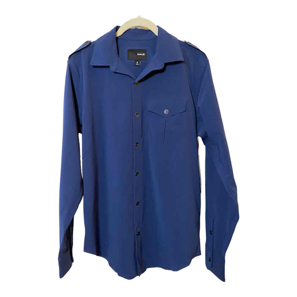 New Hurley Mens Blue‎ Long Sleeve Phantom Button Up Shirt Size Small - Picture 1 of 11